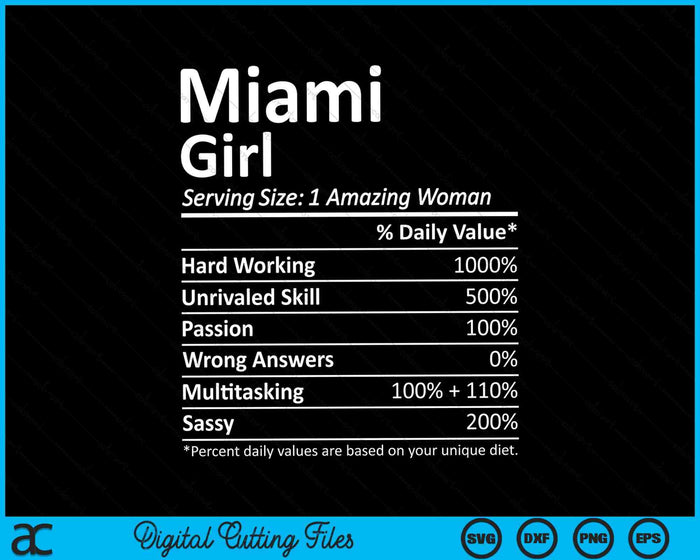 Miami Girl FL Florida Funny City Home Roots SVG PNG Cortar archivos imprimibles