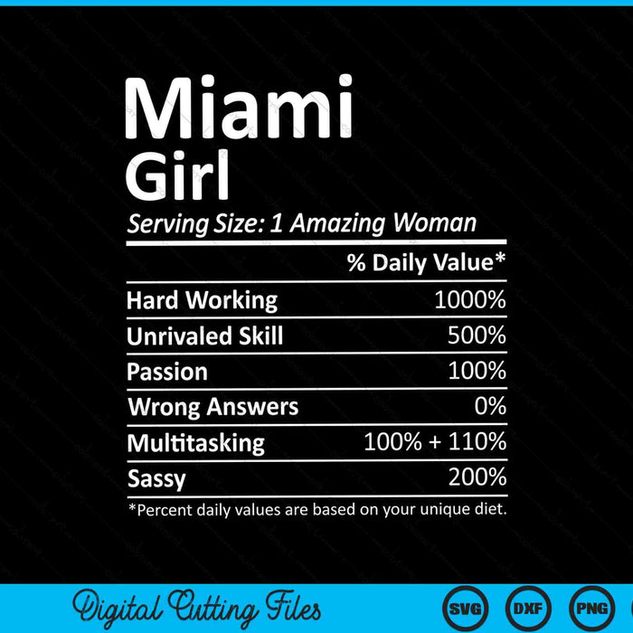 Miami Girl FL Florida Funny City Home Roots SVG PNG Cortar archivos imprimibles