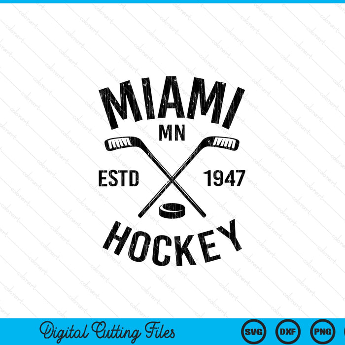 Miami Minnesota ice hockey sticks vintage SVG PNG cut file for Cricut