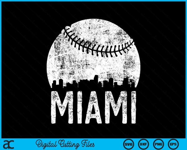 Miami Skyline Vintage Miami Baseball SVG PNG Digital Cutting Files