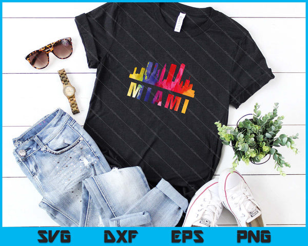 Miami aquarel Skyline Home State Souvenir SVG PNG snijden afdrukbare bestanden - on a t-shirt