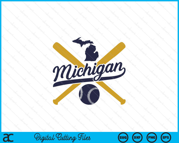 Michigan Baseball Vintage Wisconsin Pride Love City SVG PNG Digital Cutting Files