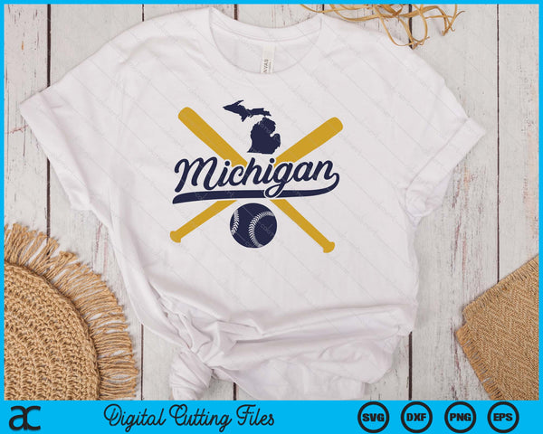 Michigan Baseball Vintage Wisconsin Pride Love City SVG PNG Digital Cutting Files