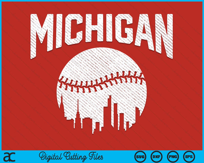Michigan City California Baseball Skyline Vintage Souvenir SVG PNG Digital Printable Files