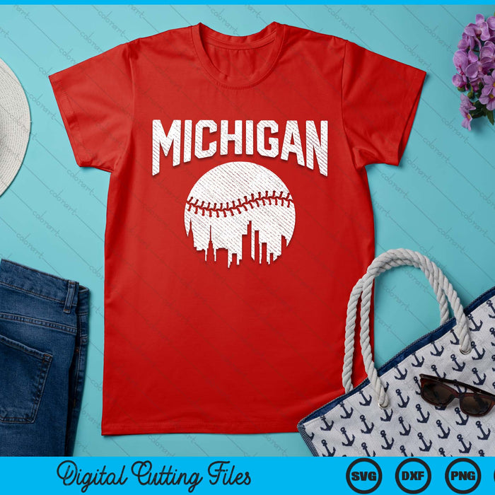 Michigan City California Baseball Skyline Vintage Souvenir SVG PNG Digital Printable Files