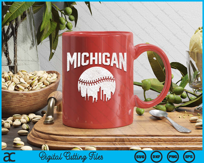 Michigan City California Baseball Skyline Vintage Souvenir SVG PNG Digital Printable Files