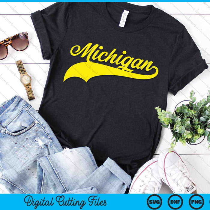 Michigan MI USA Vintage Varsity stijl SVG PNG digitale snijbestanden