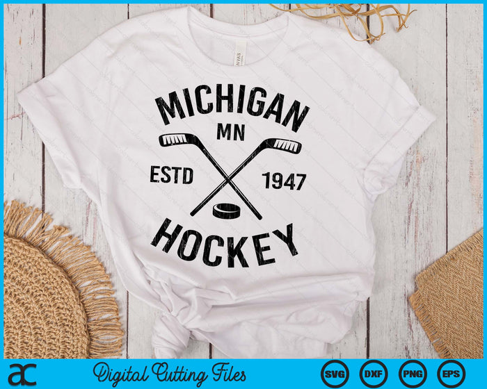 Michigan Minnesota Ice Hockey Sticks Vintage Gift SVG PNG Digital Cutting Files