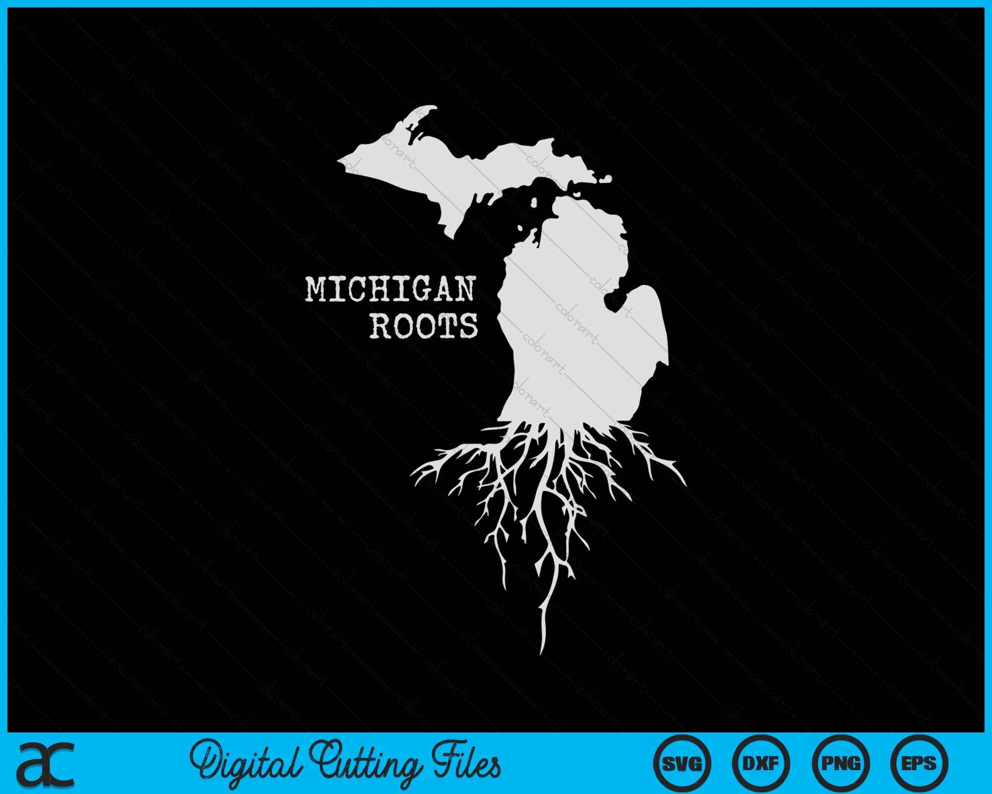 Michigan With Roots Design Michigan Roots State Map SVG PNG Digital Cutting Files – creativeusarts