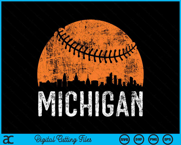 Michigan Skyline Michigan Baseball SVG PNG Digital Cutting Files