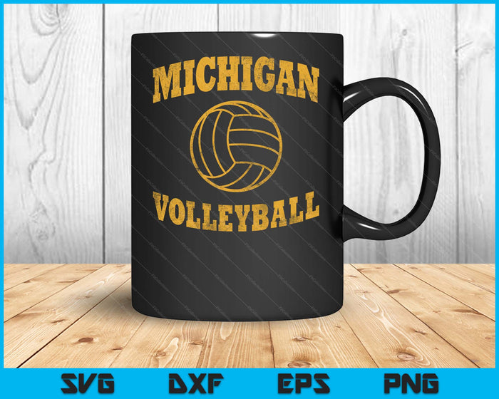 Michigan Volleyball Classic Vintage Distressed SVG PNG Digital Cutting Files