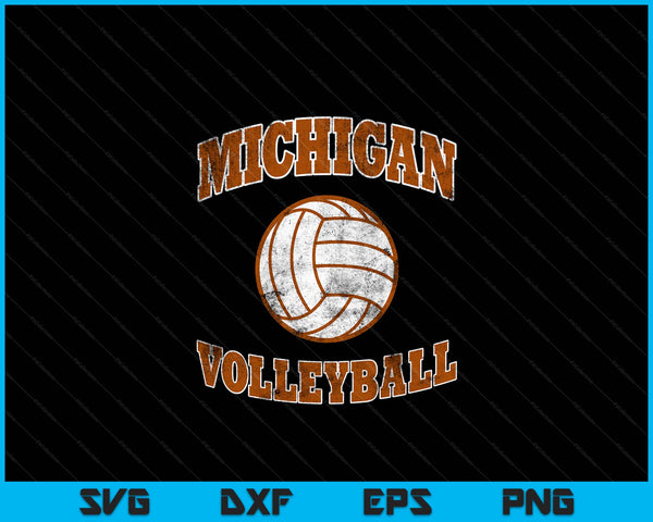 Michigan Volleyball Vintage Distressed SVG PNG Digital Cutting Files