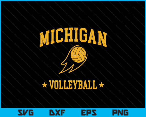 Michigan Volleyball Vintage Gameday Retro Volleyball Lover SVG PNG Digital Printable Files