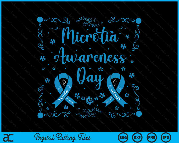 Microtia Awareness National Awareness Day Ribbon and Ear SVG PNG Cutting Printable Files