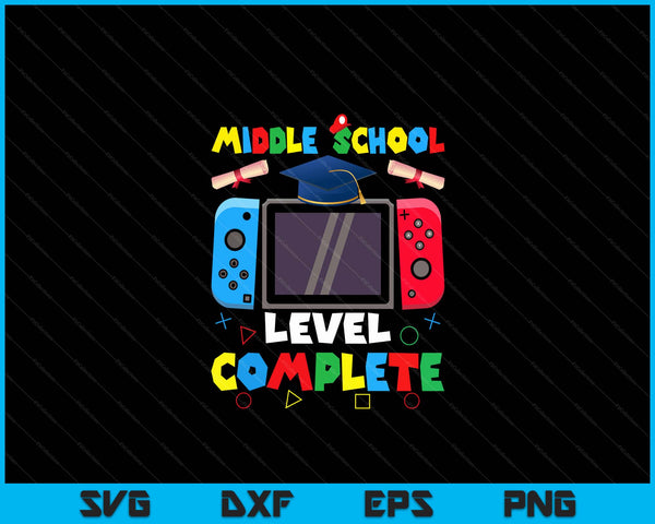 Middle School Level Complete Graduation Class 2024 Boys Gamer SVG PNG Digital Cutting Files