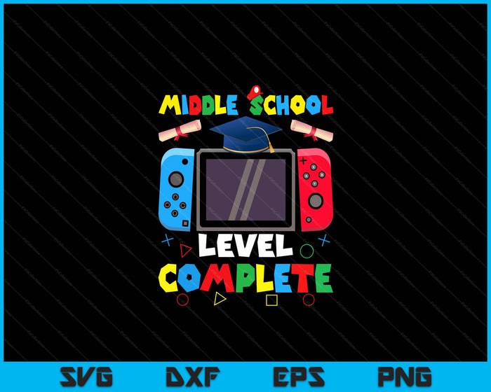 Middle School Level Complete Graduation Class 2024 Boys Gamer SVG PNG Digital Cutting Files