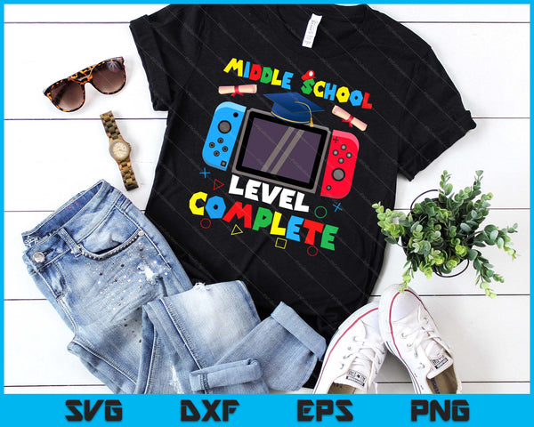 Middle School Level Complete Graduation Class 2024 Boys Gamer SVG PNG Digital Cutting Files