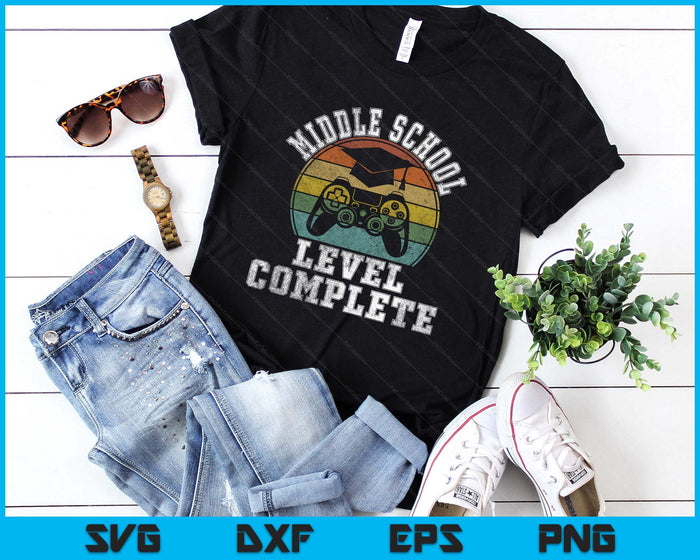 Middle school Level Complete Third Grade Graduation Video Gamer SVG PNG Digital Printable Files