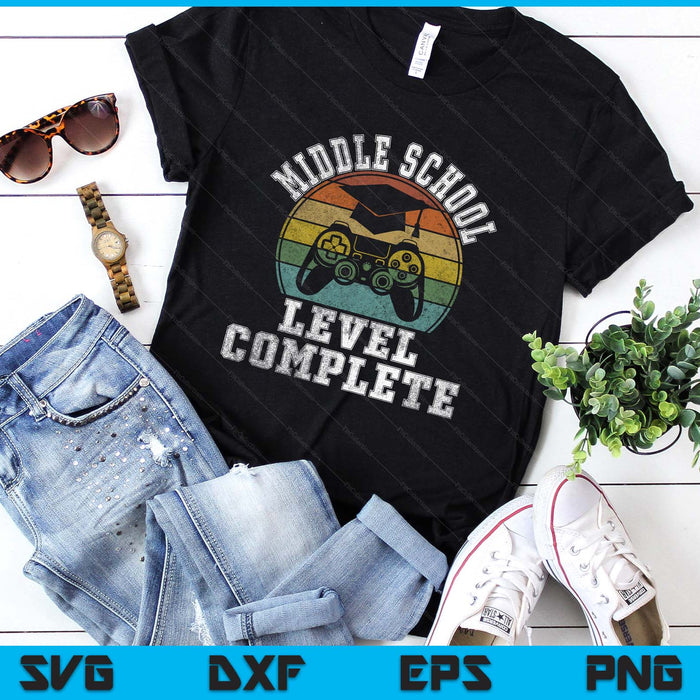 Middle school Level Complete Third Grade Graduation Video Gamer SVG PNG Digital Printable Files