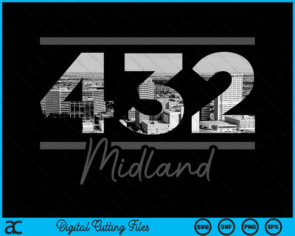 Midland 432 Area Code Skyline Texas Vintage SVG PNG Digital Cutting Files