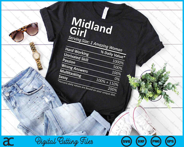 Midland Girl TX Texas Funny City Home Roots SVG PNG Archivos de corte digital