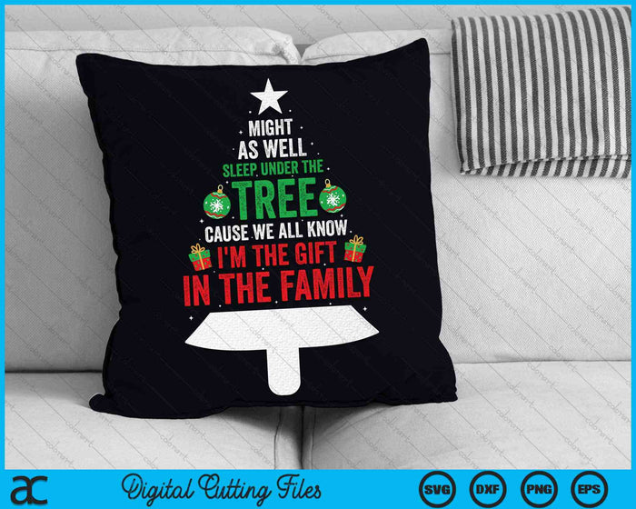 Kan net zo goed slapen onder de boom grappige kerst SVG PNG digitale snijbestanden