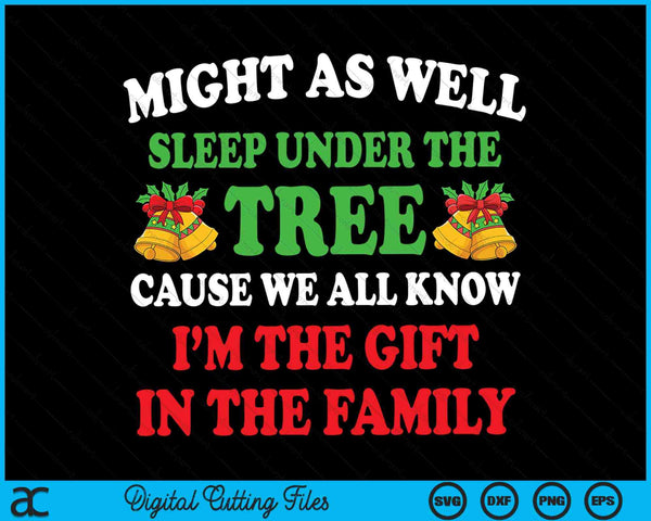 Kan net zo goed slapen onder de boom Kerstman kerstvakantie SVG PNG digitale snijbestanden