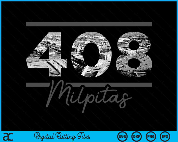 Milpitas 408 Netnummer Skyline Californië Vintage SVG PNG digitale snijbestanden