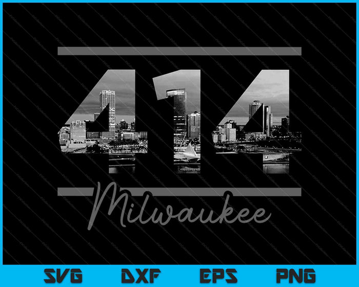 Milwaukee 414 Netnummer Skyline Wisconsin Vintage SVG PNG Snijden afdrukbare bestanden