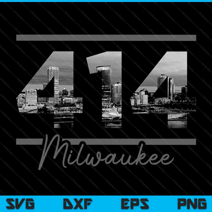 Milwaukee 414 Area Code Skyline Wisconsin Vintage SVG PNG Cutting Printable Files