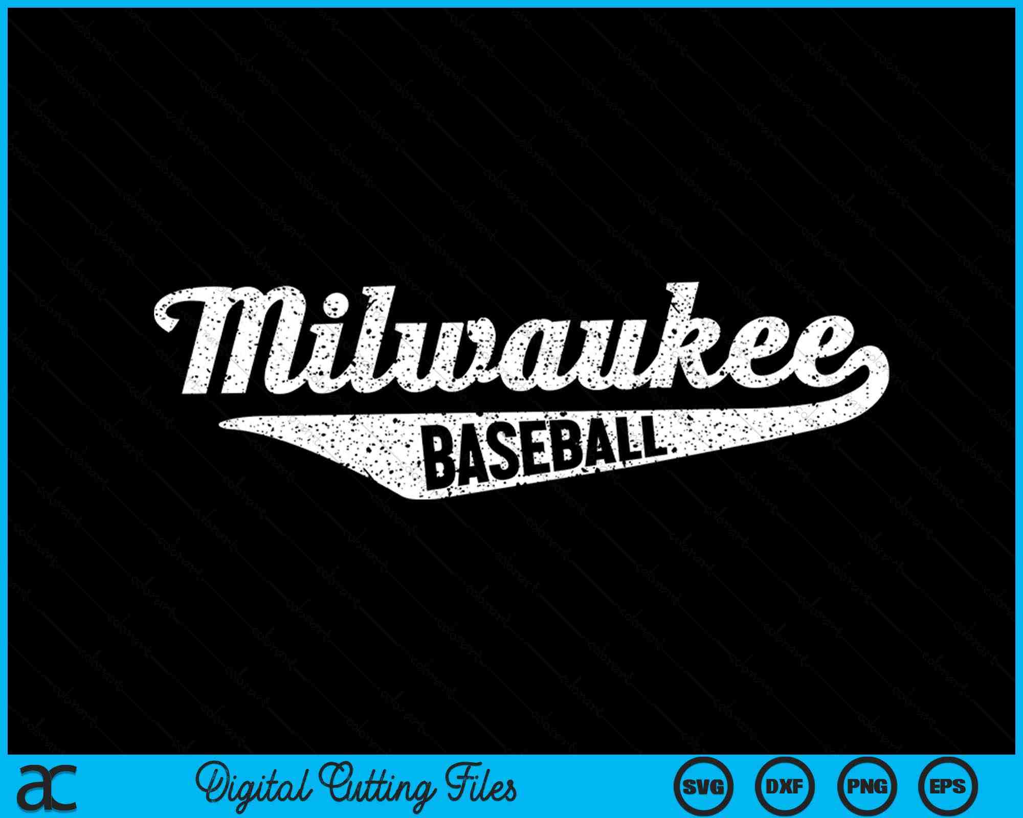 Milwaukee In Script Milwaukee Baseball Script Vintage Distressed SVG Digital Cutting Files ...