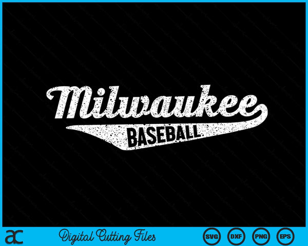 Milwaukee Baseball Script Vintage Distressed SVG PNG Digital Cutting Files