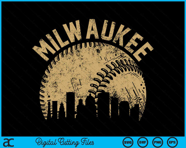 Milwaukee Baseball Skyline Player Coach Fan SVG PNG Digital Printable Files