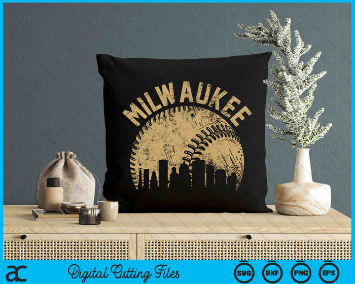 Milwaukee Baseball Skyline Player Coach Fan SVG PNG Digital Printable Files