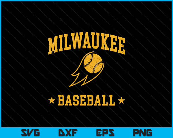 Milwaukee Baseball Vintage Gameday Retro Baseball Lover SVG PNG Digital Printable Files