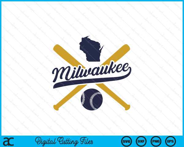 Milwaukee Baseball Vintage Wisconsin Pride Love City SVG PNG Digital Cutting Files
