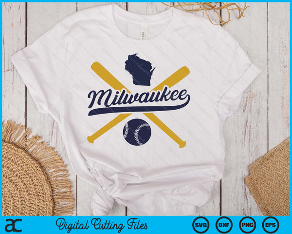 Milwaukee Baseball Vintage Wisconsin Pride Love City SVG PNG Digital Cutting Files