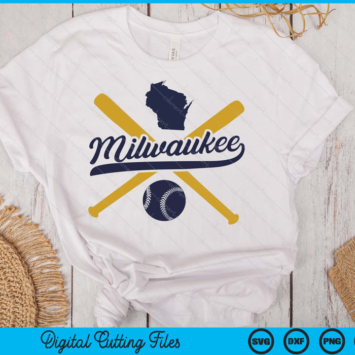Milwaukee Baseball Vintage Wisconsin Pride Love City SVG PNG Digital Cutting Files