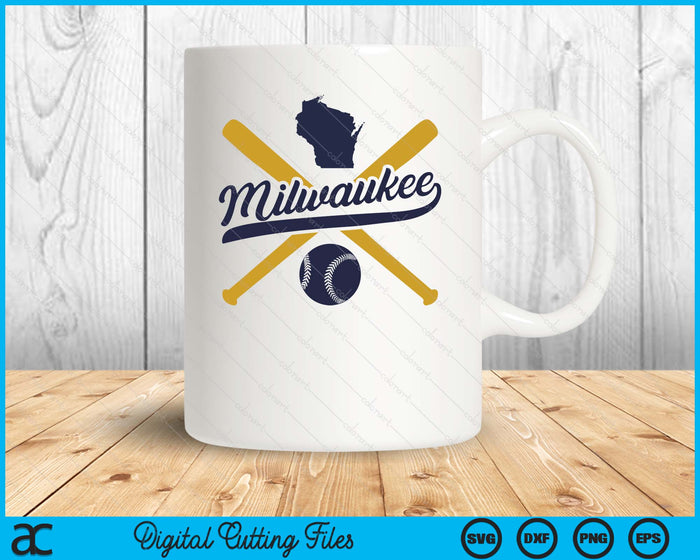 Milwaukee Baseball Vintage Wisconsin Pride Love City SVG PNG Digital Cutting Files