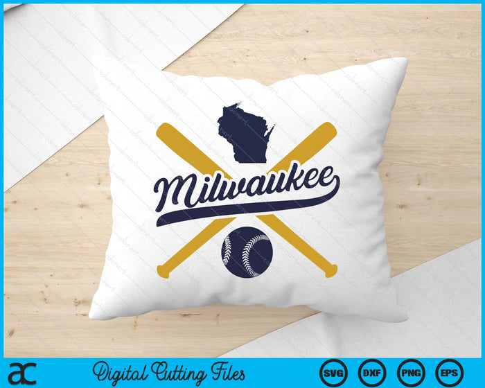 Milwaukee Baseball Vintage Wisconsin Pride Love City SVG PNG Digital Cutting Files