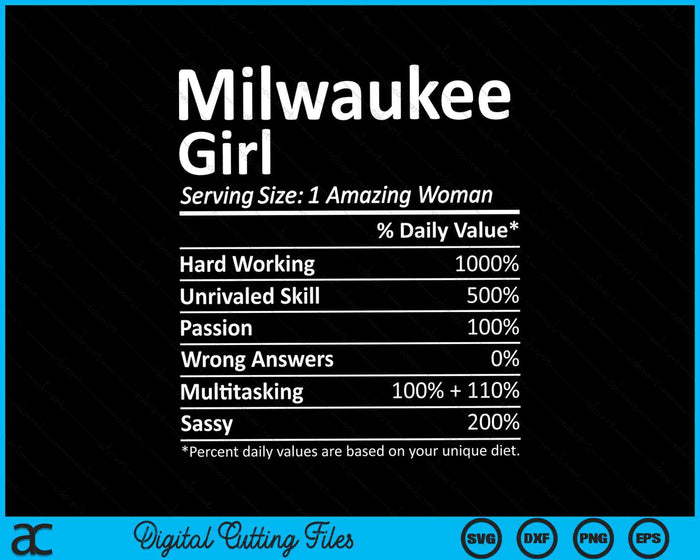 Milwaukee Girl WI Wisconsin Funny City Home Roots SVG PNG Archivos de corte digitales