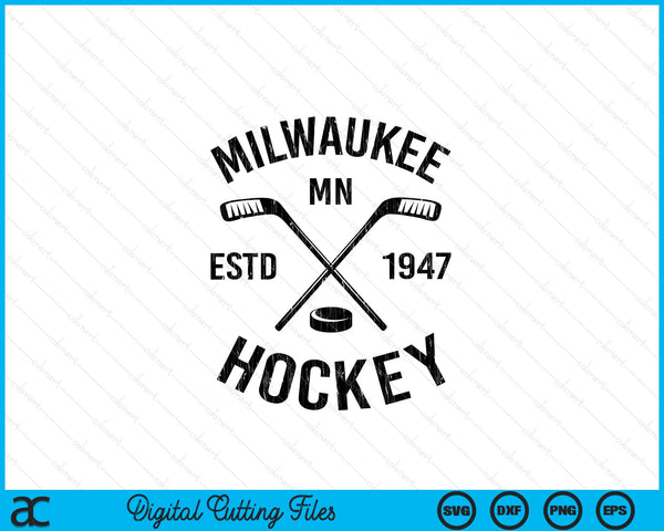 Milwaukee Minnesota Ice Hockey Sticks Vintage Gift SVG PNG Digital Cutting Files