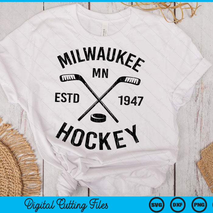 Milwaukee Minnesota Ice Hockey Sticks Vintage Gift SVG PNG Digital Cutting Files