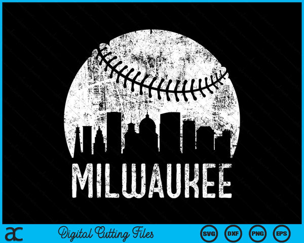 Milwaukee Skyline Vintage Milwaukee Baseball SVG PNG Digital Cutting Files