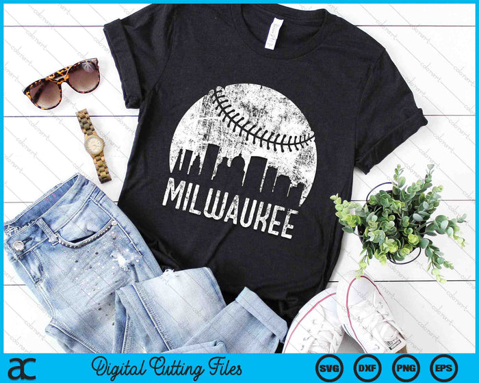 Milwaukee Skyline Vintage Milwaukee Baseball SVG PNG Digital Cutting Files