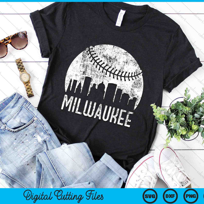 Milwaukee Skyline Vintage Milwaukee Baseball SVG PNG Digital Cutting Files