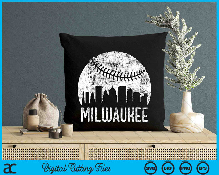 Milwaukee Skyline Vintage Milwaukee Baseball SVG PNG Digital Cutting Files