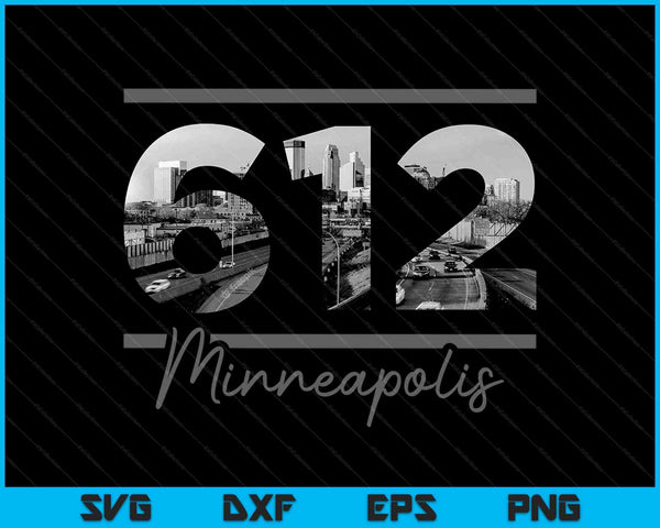 Minneapolis 612 Area Code Skyline Minnesota Vintage SVG PNG Cutting Printable Files