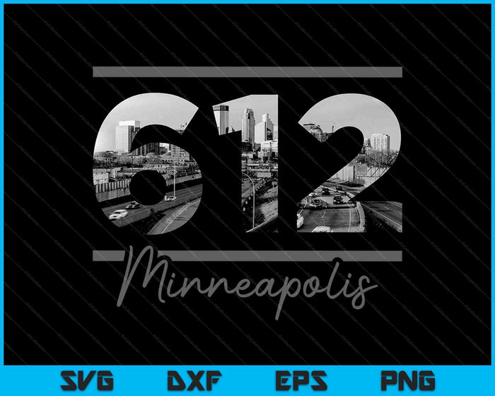 Minneapolis 612 Código de área Skyline Minnesota Vintage SVG PNG Cortar archivos imprimibles