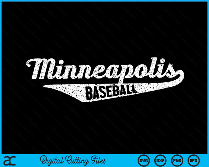 Minneapolis honkbal script Vintage noodlijdende SVG PNG digitale snijbestanden